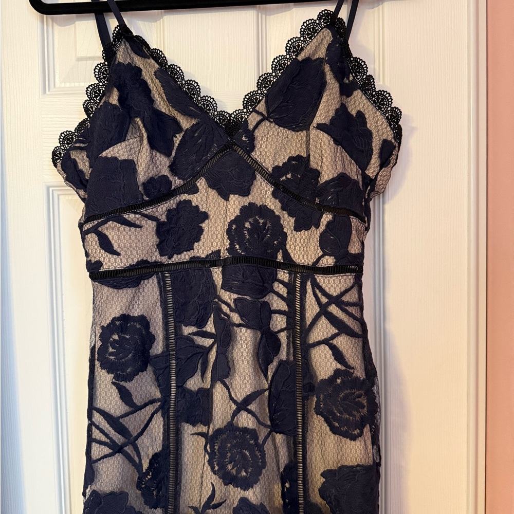 Lulu's Navy Lace Detail Dress - Picture 2 of 5